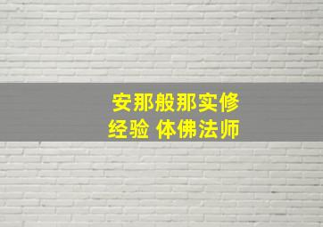 安那般那实修经验 体佛法师